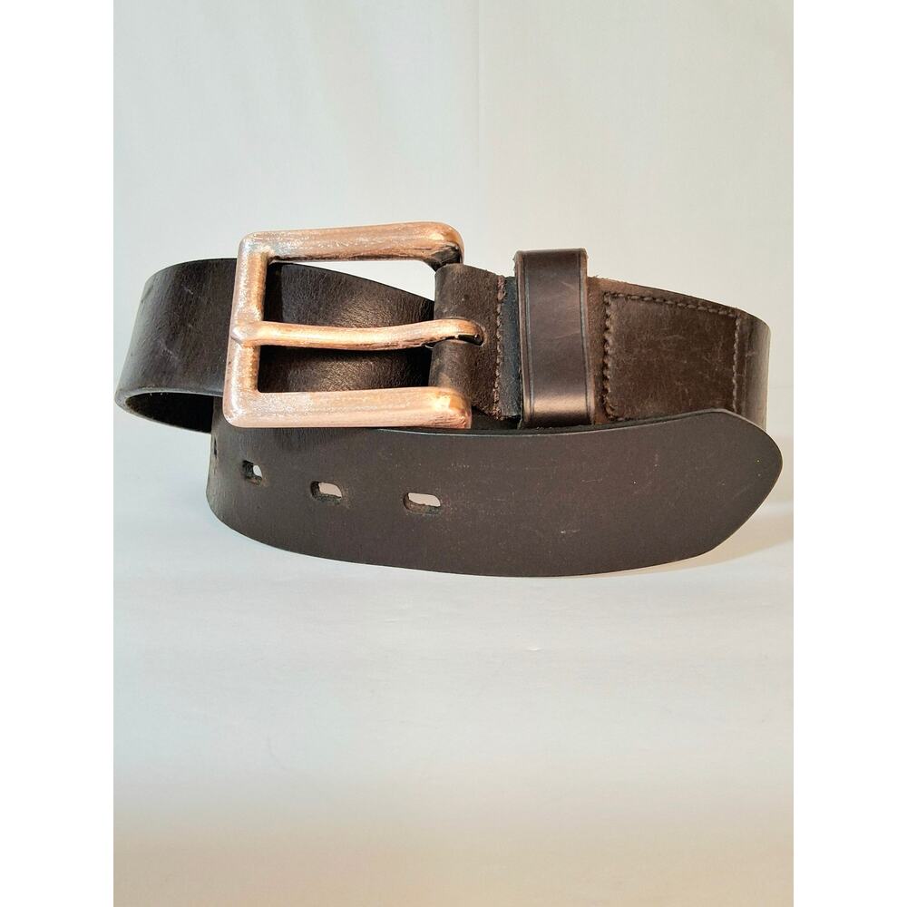 💎Darkest Brown Distressed Genuine Leather Belt Unisex 32